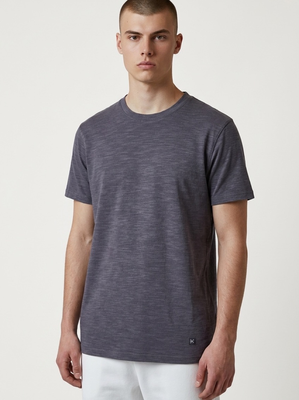 Buckle Department West Men's Short Sleeve Crew Tee in Heather Charcoal